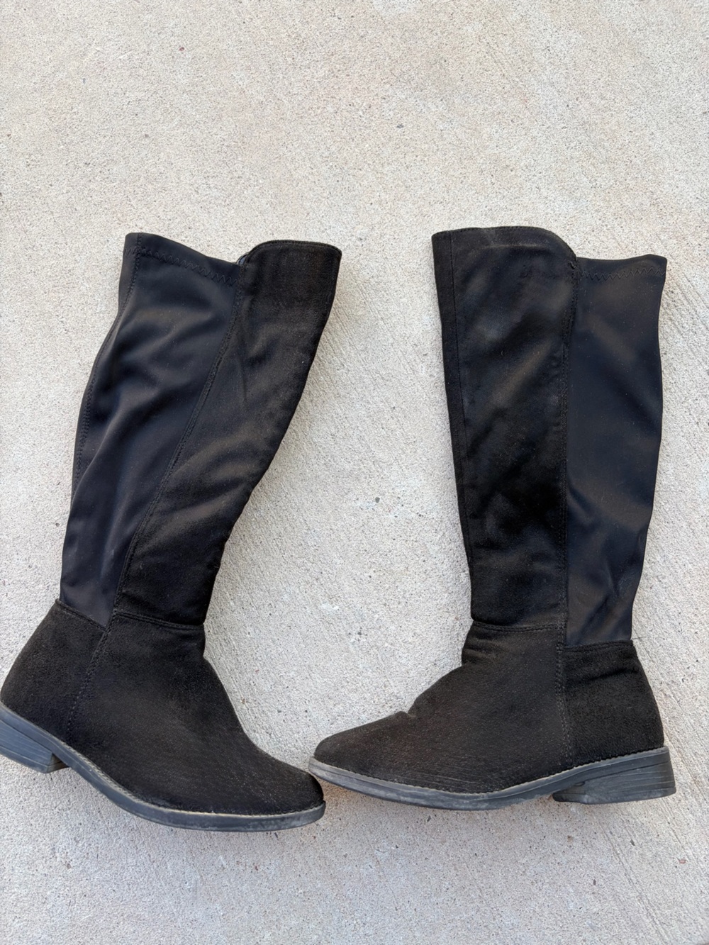 Girls' Black Tall Stretch Knee-High Boots